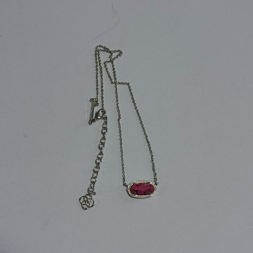 Women’s Silver Necklace with Pink Stone Pendant